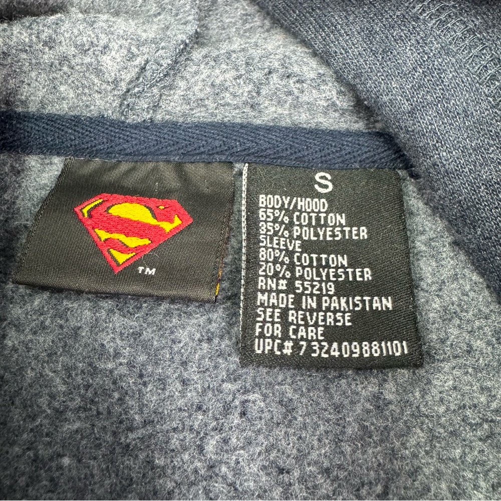 DC Supergirl Jerry Leigh Vtg Y2K 2005 Navy & Gray Graphic Logo Hoodie Size Small - Picture 10 of 12